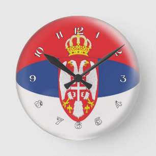 Clock Serbia Serbian flag Bubble Design Runde Wanduhr