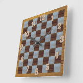 Clock square on a chessboard background quadratische wanduhr (Winkel)