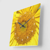 Clock - Sunflower Florets Quadratische Wanduhr (Winkel)