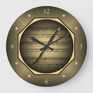 Clock-tagon ~ Clarinet ~ Sheet Music ~ Tuscan ~ Große Wanduhr