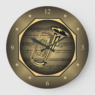 Clock-Tagon ~ Tuba ~ Sheet Music ~ Große Wanduhr