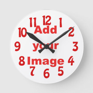 Clock template - Fun Red - Add your Image Runde Wanduhr