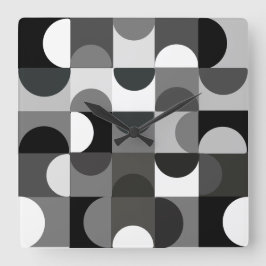 Clock Urban Contemporary Mitte Century Modern B+W Quadratische Wanduhr