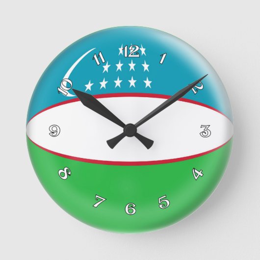 Clock Uzbekistan flag Bubble Design Runde Wanduhr (Vorderseite)