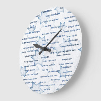 Clock Wall Yiddish Words Jüdisches Thema Große Wanduhr