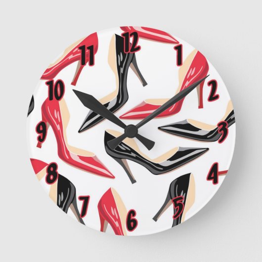 Clock Womens Shoes High Heels Stilletto Stileto Runde Wanduhr (Vorderseite)