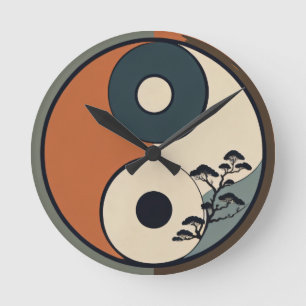Clock Yin Yang Design Runde Wanduhr