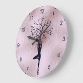 CLOCK - YOGA LADY SILHOUETTE TREE GROßE WANDUHR (Winkel)