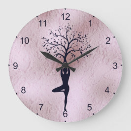 CLOCK - YOGA LADY SILHOUETTE TREE GROßE WANDUHR