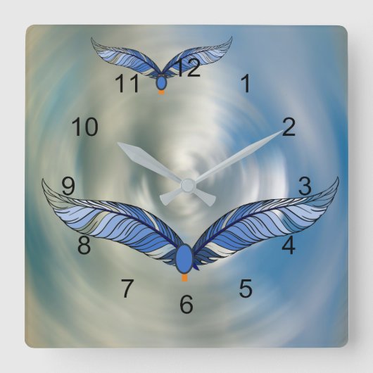 Clocks - Time Flies Quadratische Wanduhr (Vorderseite)