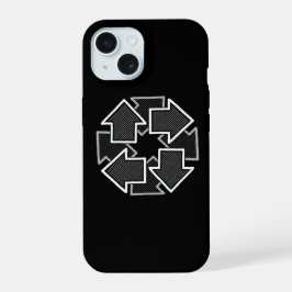 Clockwise Arrows Minimal Geometric Black Variant 2 iPhone 15 Hülle