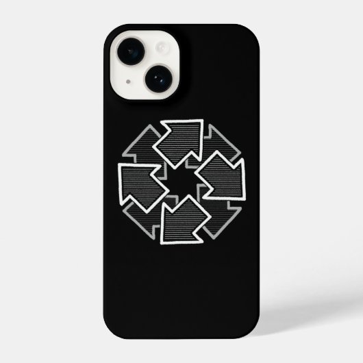 Clockwise Arrows Minimal Geometric Black Variant 2 iPhone Hülle (Rückseite)