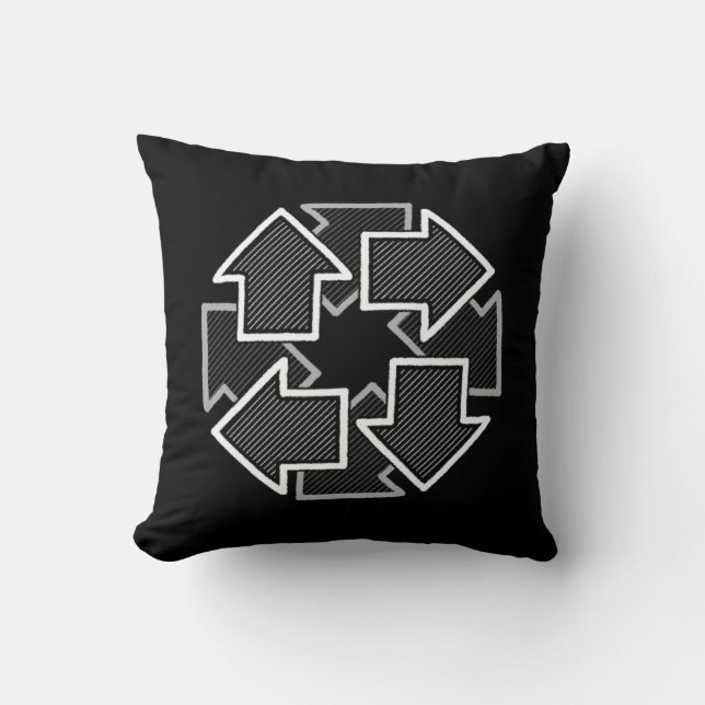 Clockwise Arrows Minimal Geometric Black Variant 2 Kissen (Vorderseite)
