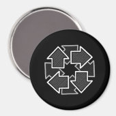 Clockwise Arrows Minimal Geometric Black Variant 2 Magnet (Vorderseite/Rückseite)