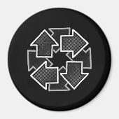 Clockwise Arrows Minimal Geometric Black Variant 2 Magnet (Vorne)