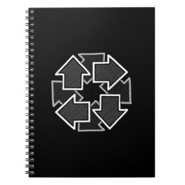 Clockwise Arrows Minimal Geometric Black Variant 2 Notizblock