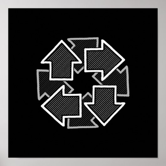 Clockwise Arrows Minimal Geometric Black Variant 2 Poster (Vorne)