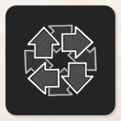Clockwise Arrows Minimal Geometric Black Variant 2 Rechteckiger Pappuntersetzer (Vorderseite)