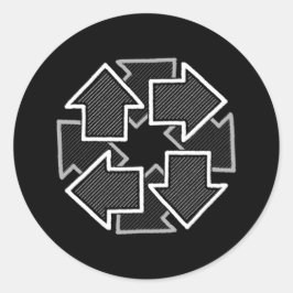 Clockwise Arrows Minimal Geometric Black Variant 2 Runder Aufkleber