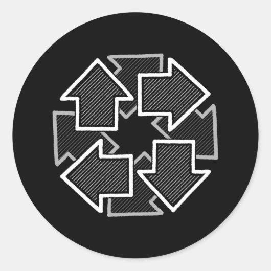 Clockwise Arrows Minimal Geometric Black Variant 2 Runder Aufkleber (Vorderseite)