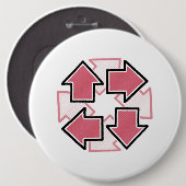 Clockwise Arrows Minimal Geometric Red Button (Vorne & Hinten)
