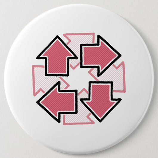 Clockwise Arrows Minimal Geometric Red Button (Vorderseite)