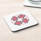 Clockwise Arrows Minimal Geometric Red Getränkeuntersetzer (Linke Seite)