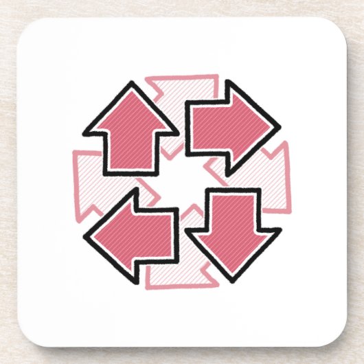 Clockwise Arrows Minimal Geometric Red Getränkeuntersetzer (Vorderseite)