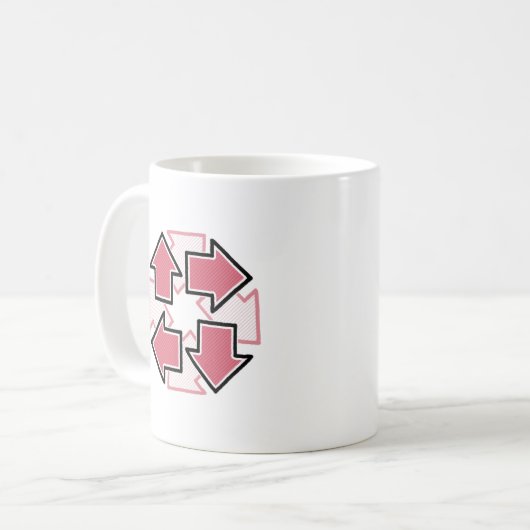 Clockwise Arrows Minimal Geometric Red Kaffeetasse (Vorderseite Links)