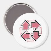 Clockwise Arrows Minimal Geometric Red Magnet (Vorderseite/Rückseite)