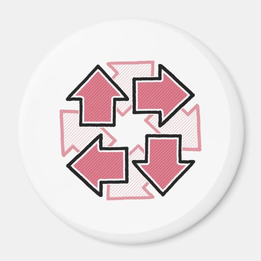 Clockwise Arrows Minimal Geometric Red Magnet (Vorne)