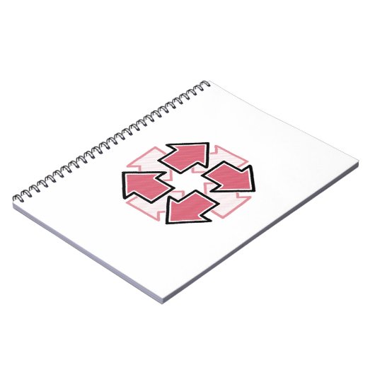 Clockwise Arrows Minimal Geometric Red Notizblock (Linke Seite)