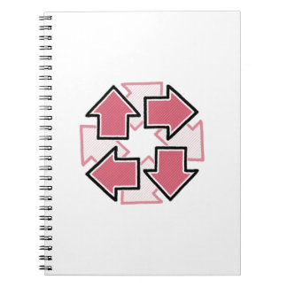 Clockwise Arrows Minimal Geometric Red Notizblock