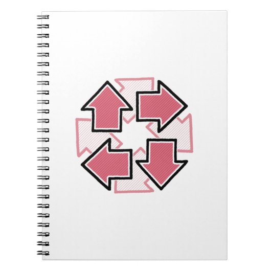 Clockwise Arrows Minimal Geometric Red Notizblock (Vorderseite)