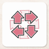 Clockwise Arrows Minimal Geometric Red Rechteckiger Pappuntersetzer (Vorderseite)