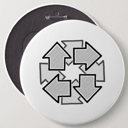Clockwise Arrows Minimal Geometric White Variant 1 Button (Vorne & Hinten)