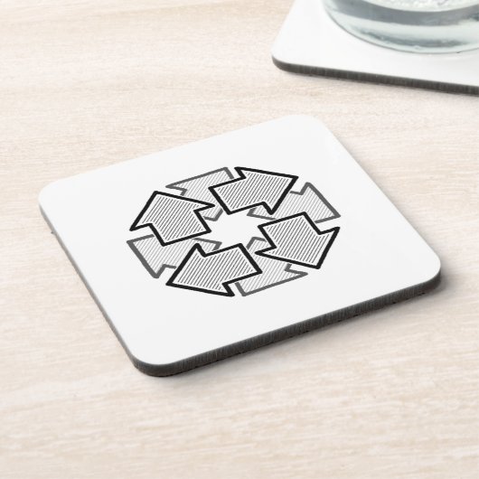 Clockwise Arrows Minimal Geometric White Variant 1 Getränkeuntersetzer (Linke Seite)