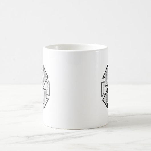Clockwise Arrows Minimal Geometric White Variant 1 Kaffeetasse (Mittel)