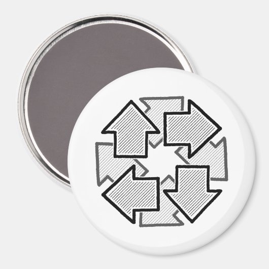 Clockwise Arrows Minimal Geometric White Variant 1 Magnet (Vorderseite/Rückseite)