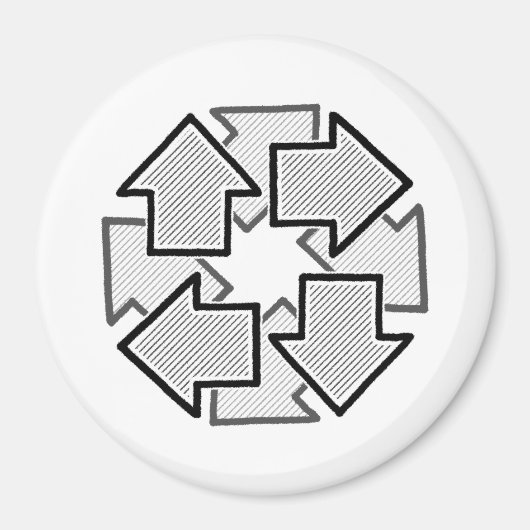 Clockwise Arrows Minimal Geometric White Variant 1 Magnet (Vorne)