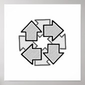 Clockwise Arrows Minimal Geometric White Variant 1 Poster (Vorne)