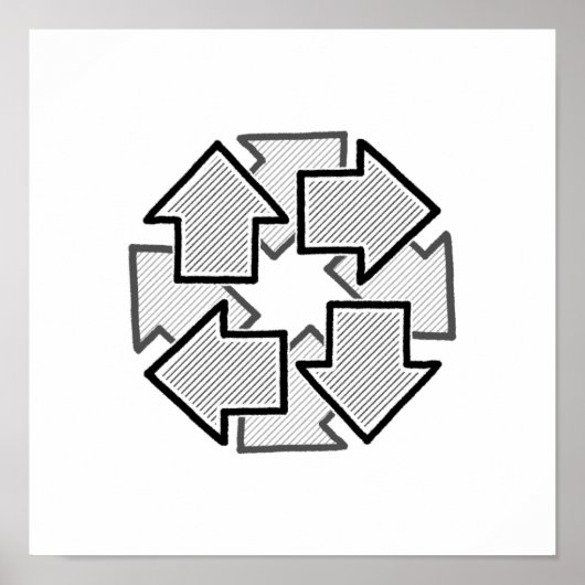 Clockwise Arrows Minimal Geometric White Variant 1 Poster (Vorne)