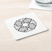 Clockwise Arrows Minimal Geometric White Variant 1 Rechteckiger Pappuntersetzer (angewinkelt)