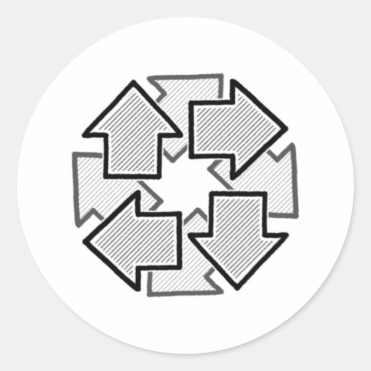 Clockwise Arrows Minimal Geometric White Variant 1 Runder Aufkleber (Vorderseite)