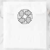 Clockwise Arrows Minimal Geometric White Variant 1 Runder Aufkleber (Tasche)