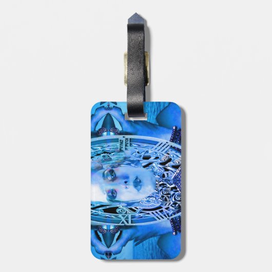 Clockwork Blue Luggage Tag Gepäckanhänger (Rückseite vertikal)