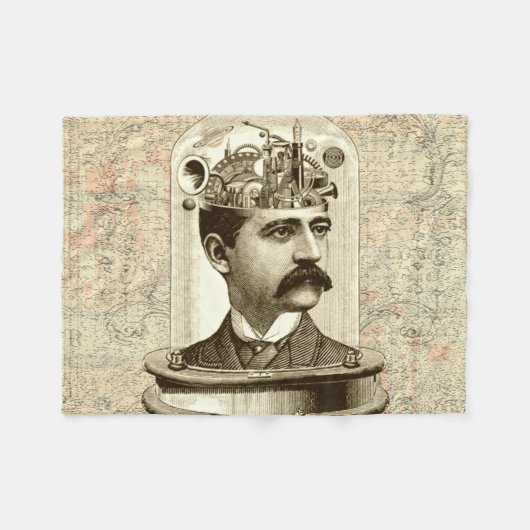 Clockwork Brain STEAMPUNK Vintag Fleecedecke (Vorderseite (Horizontal))