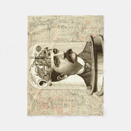 Clockwork Brain STEAMPUNK Vintag Fleecedecke (Vorderseite)
