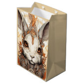 Clockwork Carrot Solarpunk Steampunk Rabbit Bunny Mittlere Geschenktüte (Rückseite Schrägansicht)