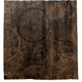Clockwork Collage Brown Duschvorhang (Vorderseite)